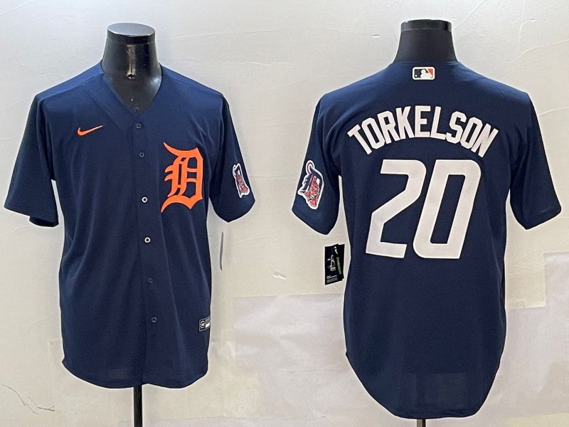 Men Detroit Tigers 20 Torkelson Drak Blue Game 2025 Nike MLB Jersey style 3111